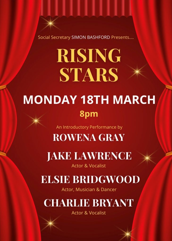 Monday 18th March Show featuring Rowena Gray, Jake Lawrence. Elsie Bridgewood & Charlie Bryant