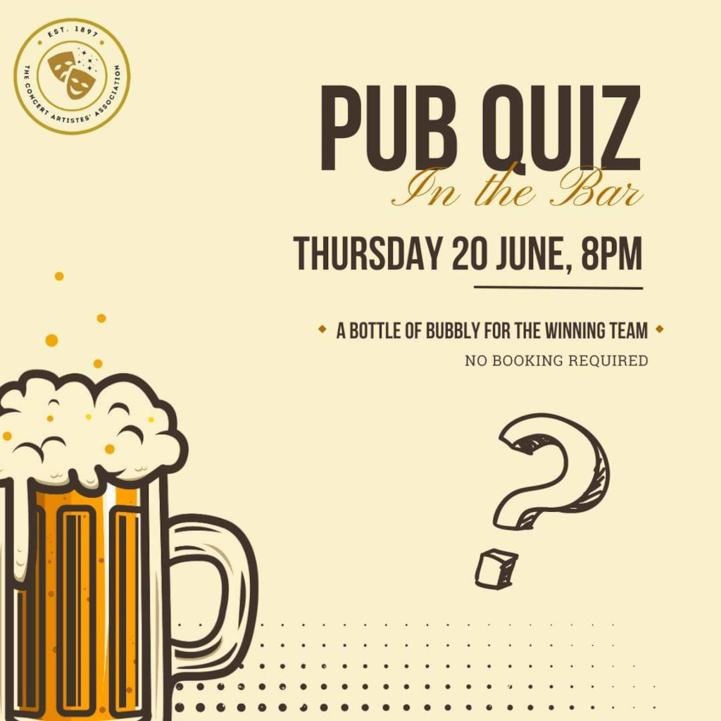 On Thursday 20th June 2024 in the bar. Join us for a pub quiz at 8pm. A bottle of bubbly for the winning team!