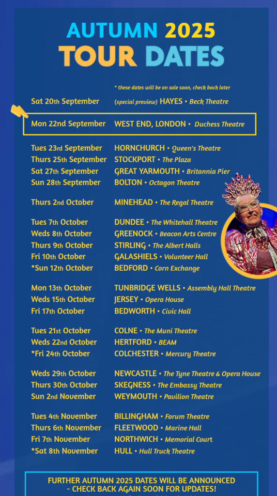 Schedule for Su Pollard's Autumn Tour 2025