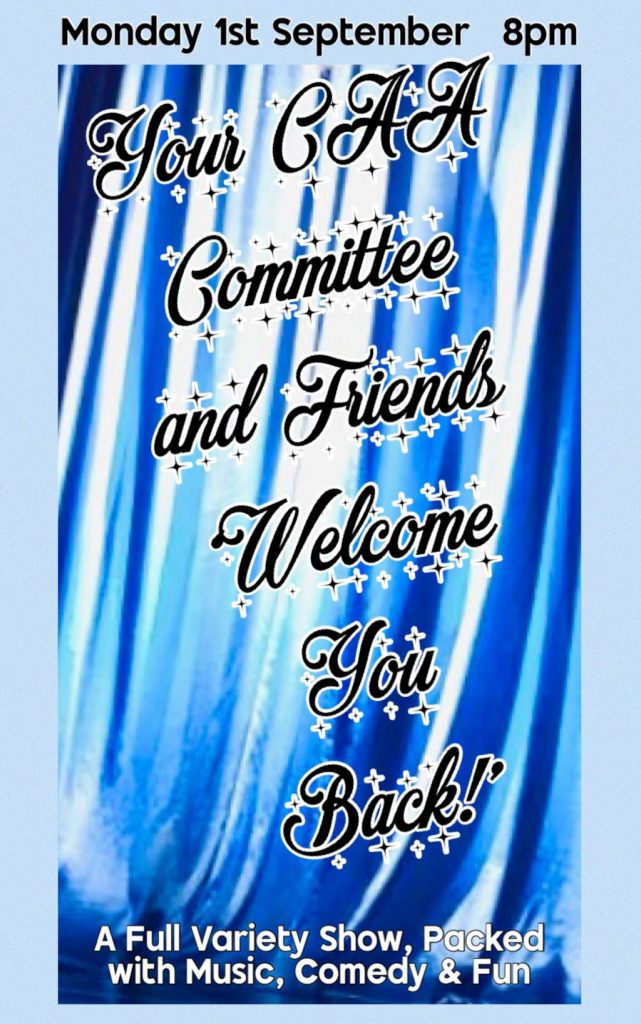 The committee presents a special club reopening show. Music and fun.