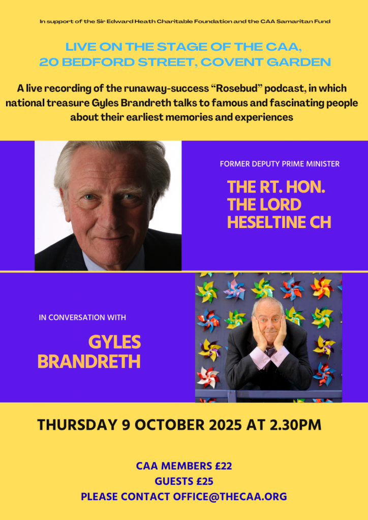 Lord Heseltine in conversation with Gyles Brandreth at the CAA London