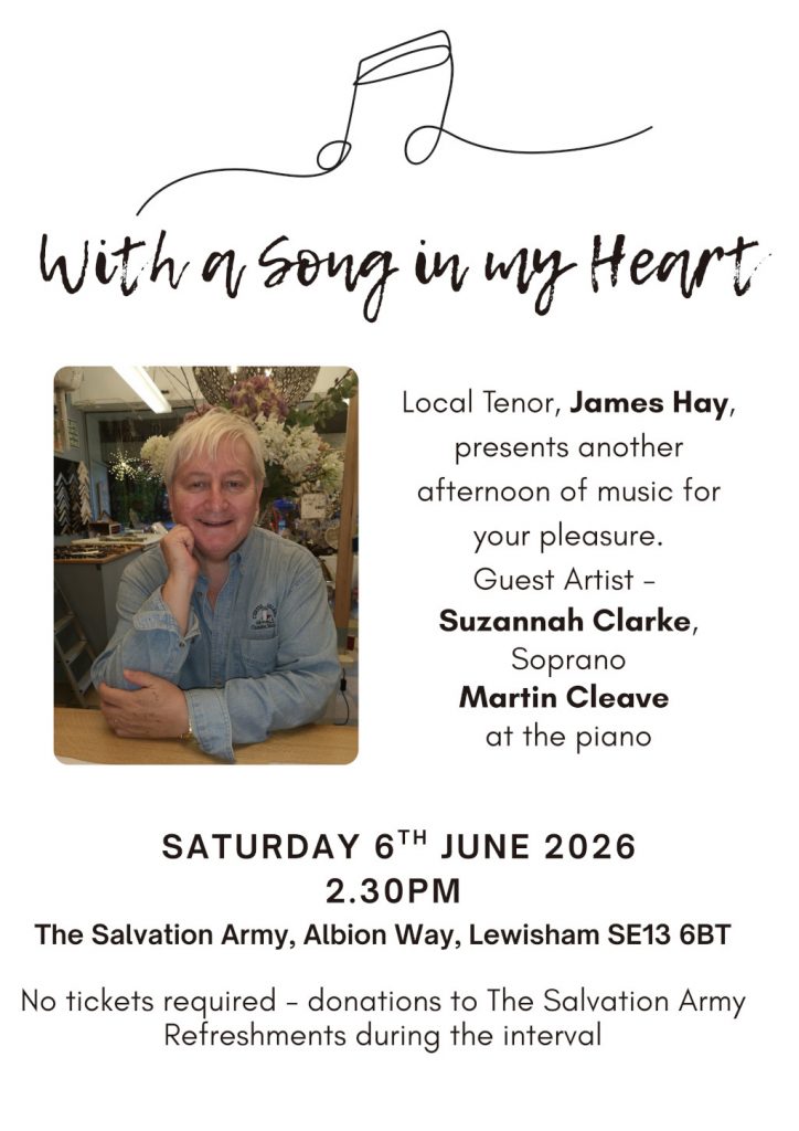 With a song in my heart. An afternoon of music presented by James Jay with Susannah Clarke and Martin Cleave at the piano.